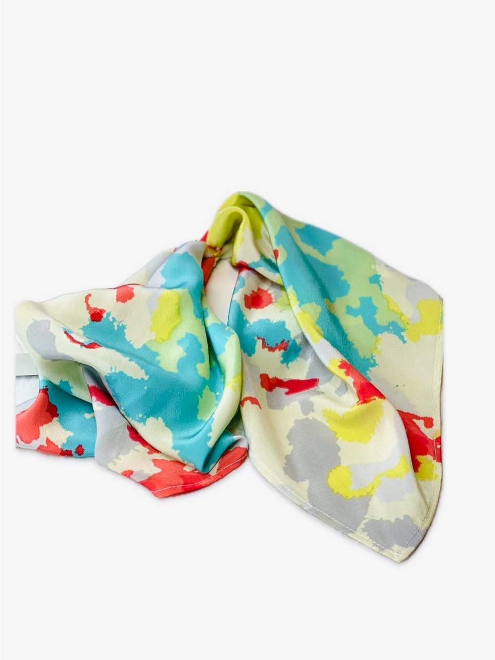 NWT SILKLETTE Spotted 100% Fine Silk Kerchief Scarf RED/YELLOW/BLUE